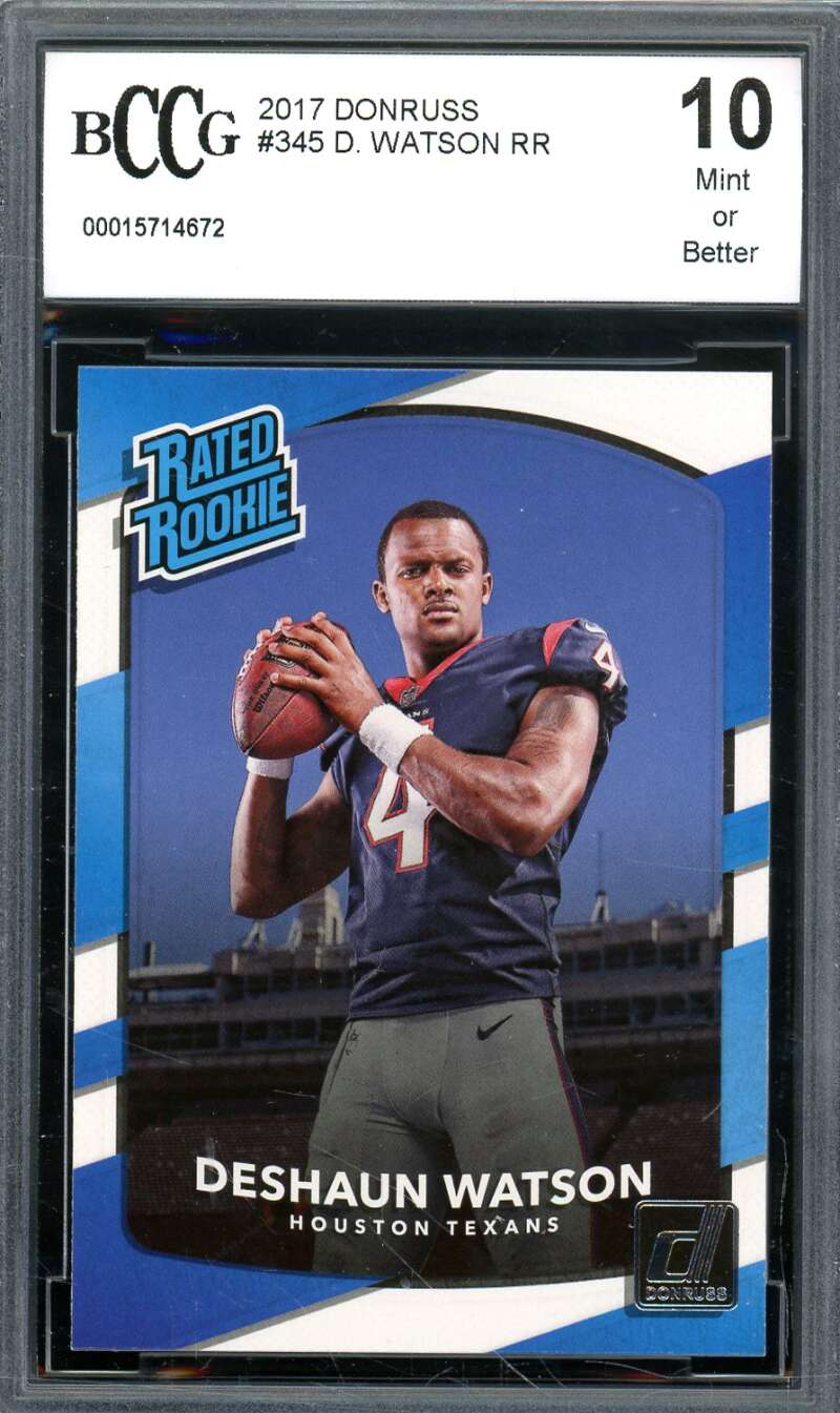 Deshaun Watson Rookie Card 2017 Donruss #345 BGS BCCG 10 Image 1