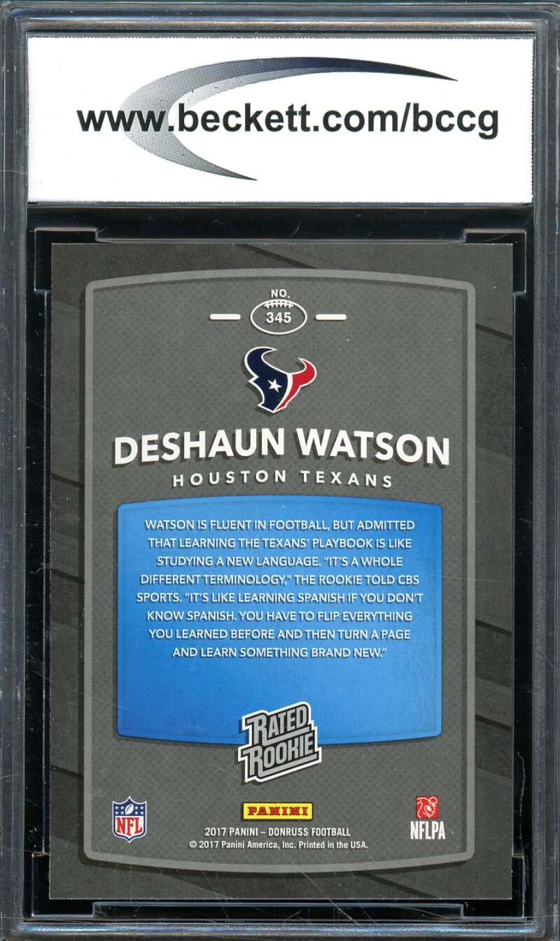 Deshaun Watson Rookie Card 2017 Donruss #345 BGS BCCG 10 Image 2