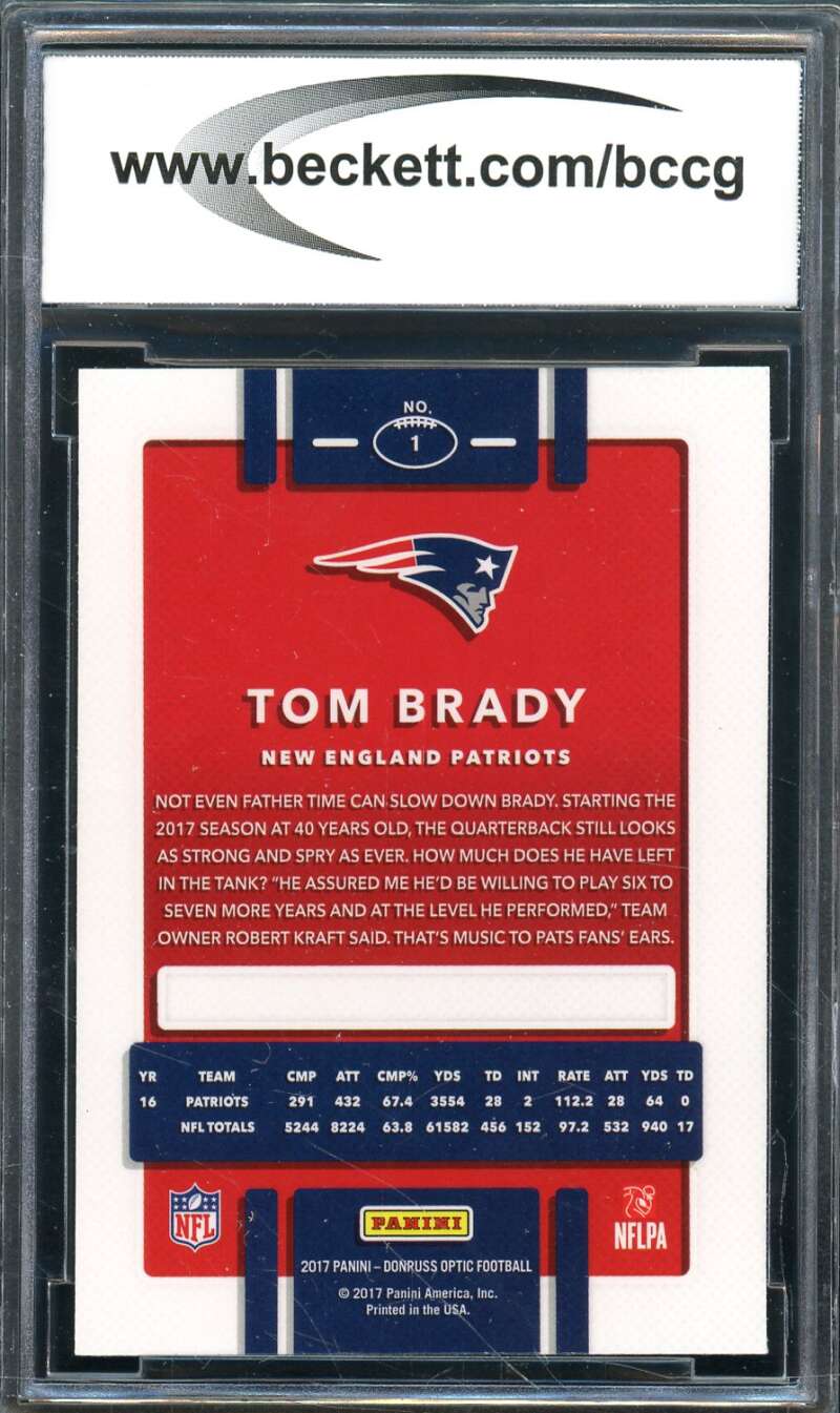 Tom Brady Card 2017 Donruss Optic #1 BGS BCCG 9 Image 2