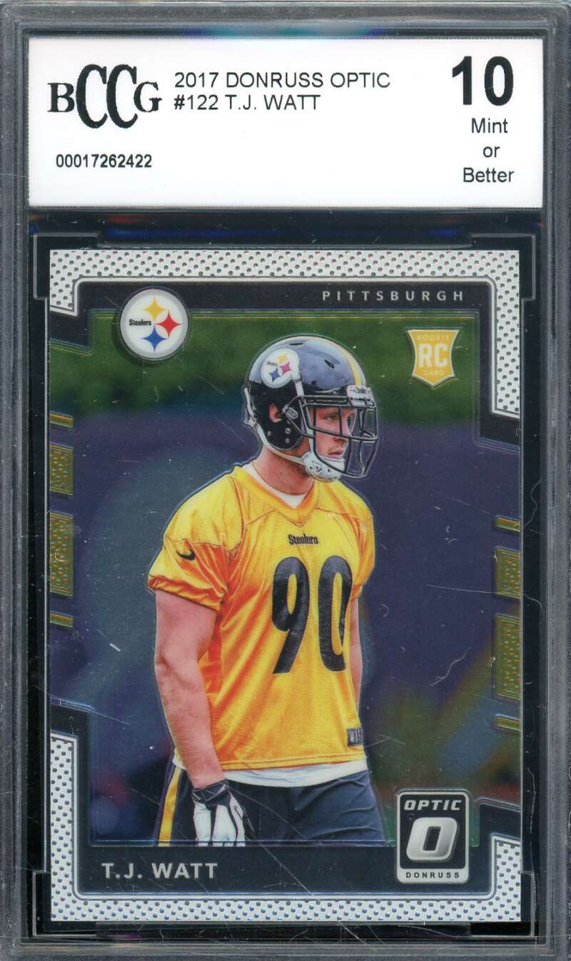 T.J. Watt Rookie Card 2017 Donruss Optic #122 BGS BCCG 10 Image 1