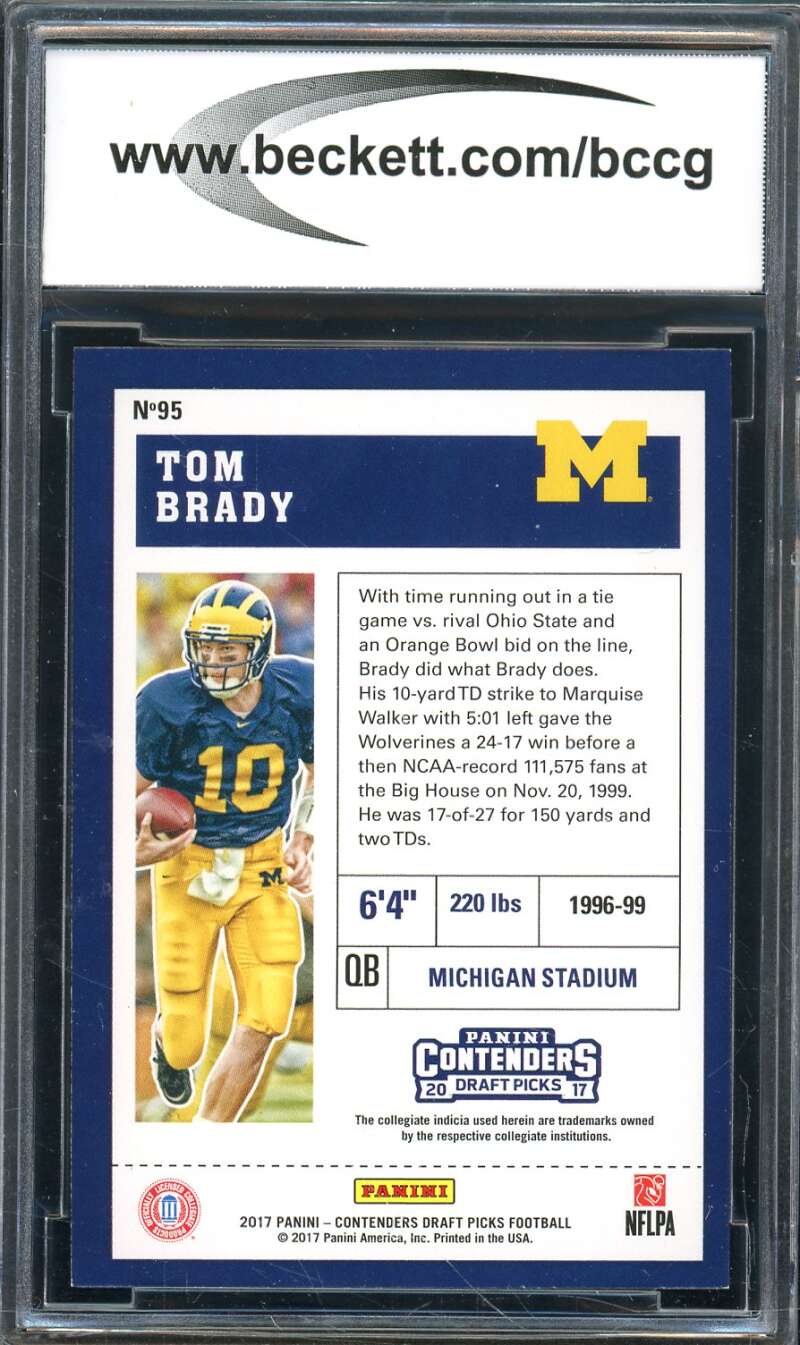 Tom Brady Card 2017 Panini Contenders Draft Picks #95 BGS BCCG 10 Image 2