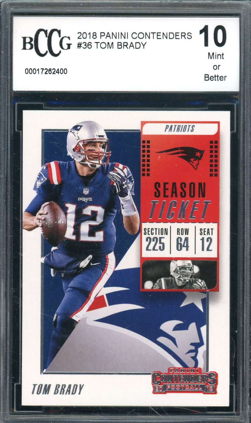 Tom Brady Card 2018 Panini Contenders #36 BGS BCCG 10 Image 1