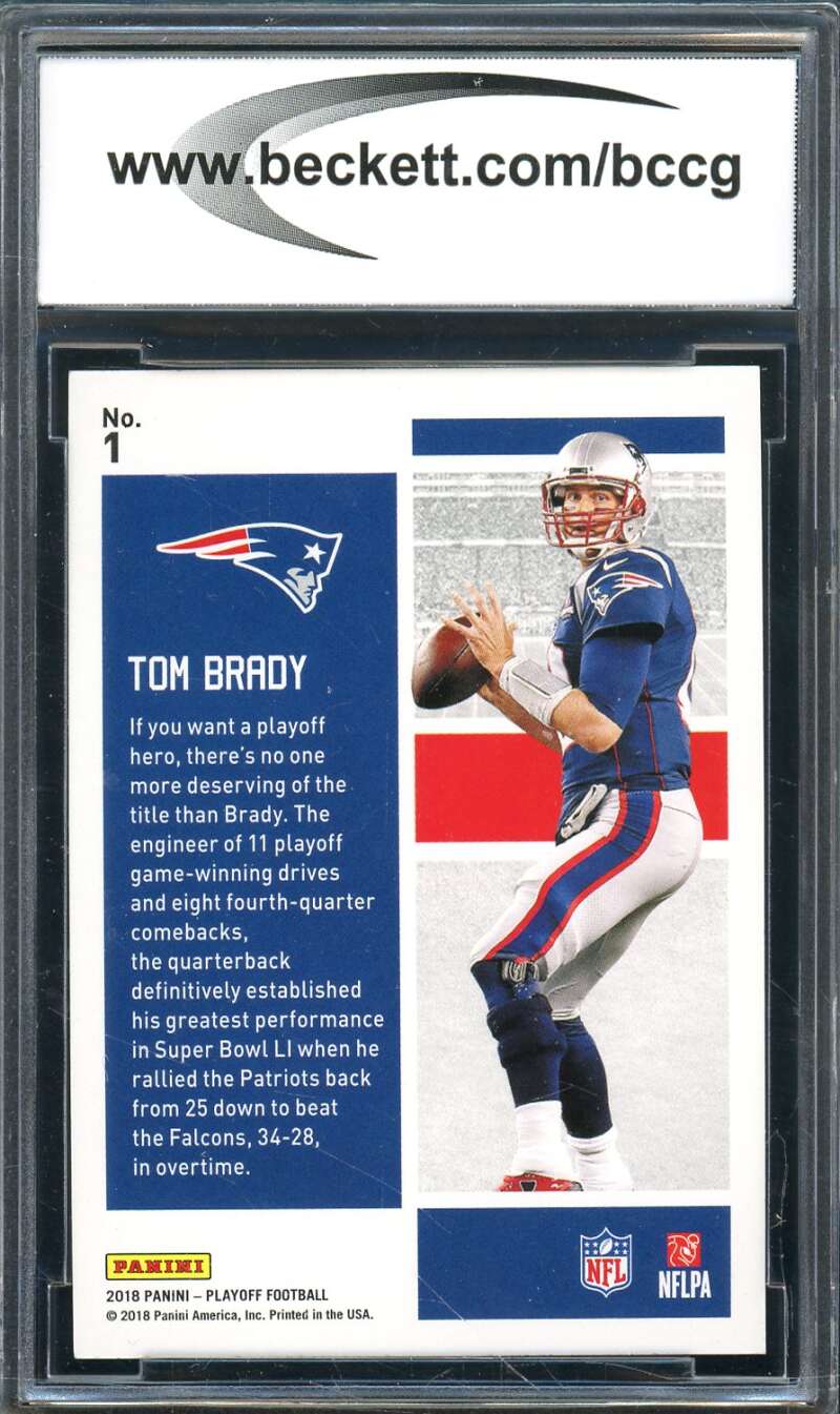 Tom Brady Card 2018 Playoff #1 BGS BCCG 10 Image 2