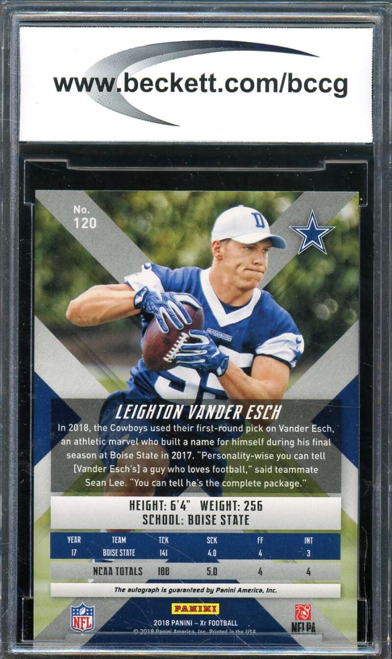 Leighton Vander Esch Rookie Card 2018 Panini XR #120 BGS BCCG 10 Image 2