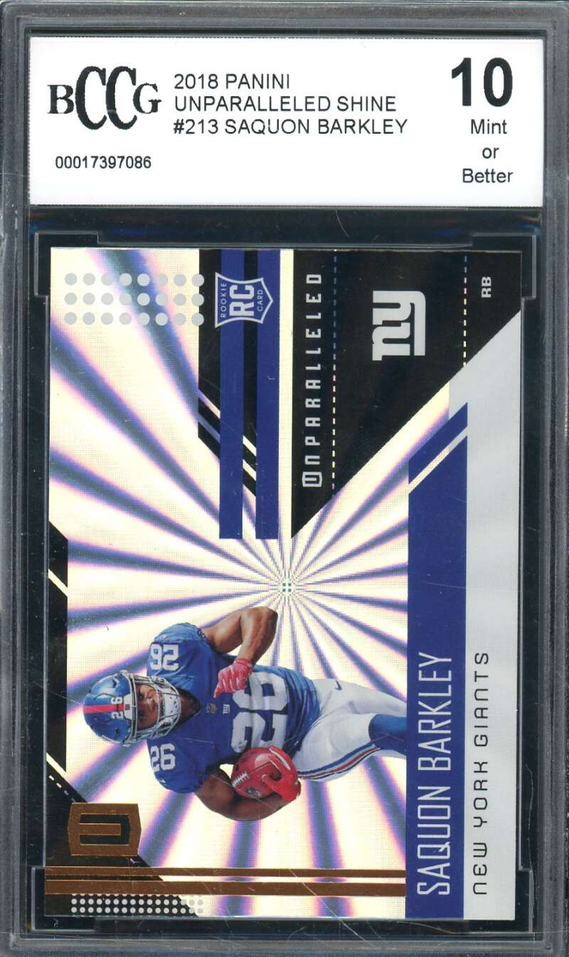 Saquon Barkley Rookie Card 2018 Panini Unparalleled #213 BGS BCCG 10 Image 1