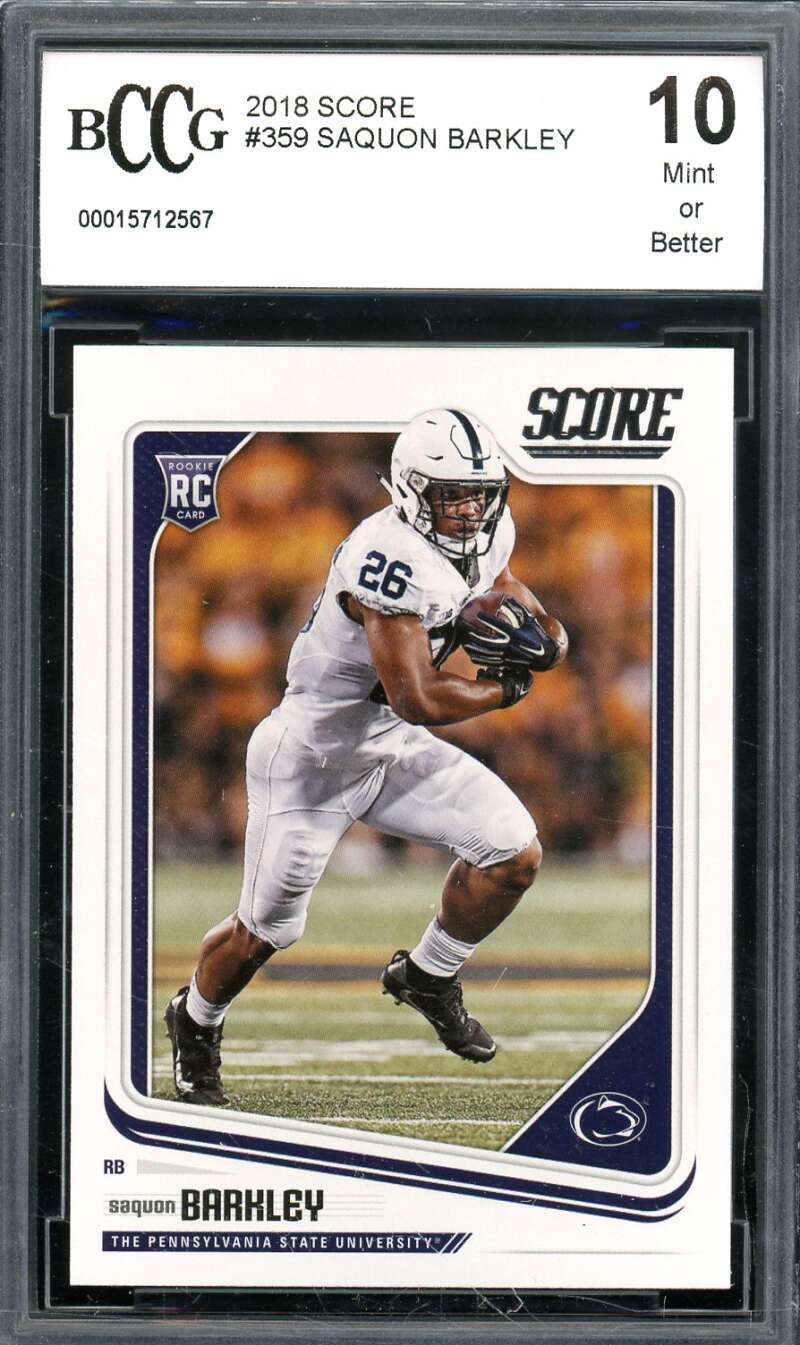 Saquon Barkley Rookie Card 2018 Score #359 BGS BCCG 10 Image 1