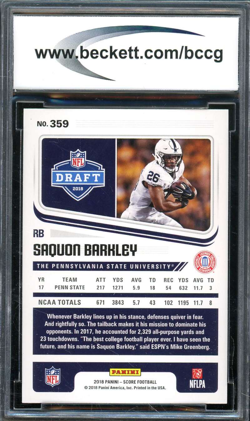 Saquon Barkley Rookie Card 2018 Score #359 BGS BCCG 10 Image 2