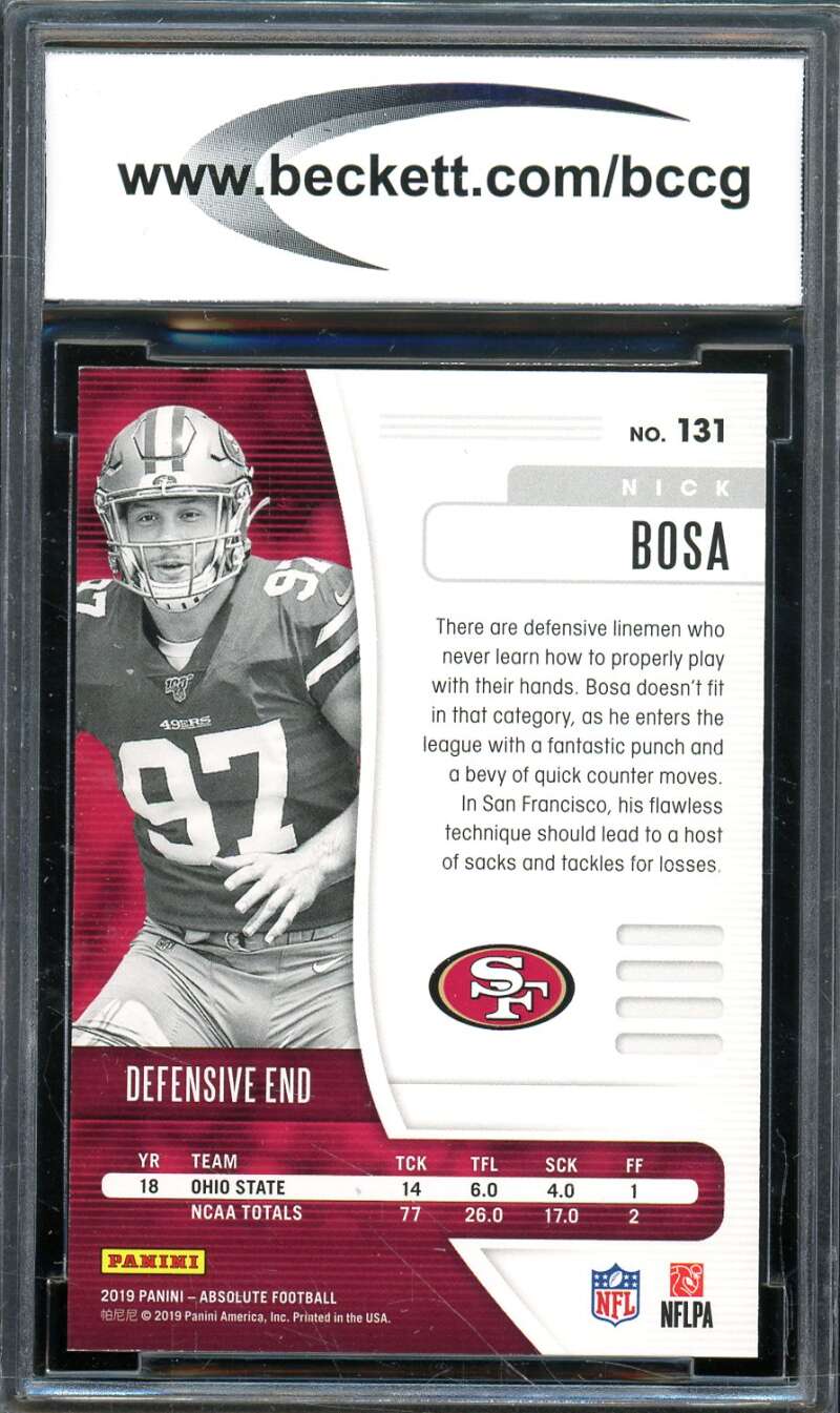 Nick Bosa Rookie Card 2019 Absolute #131 BGS BCCG 10 Image 2