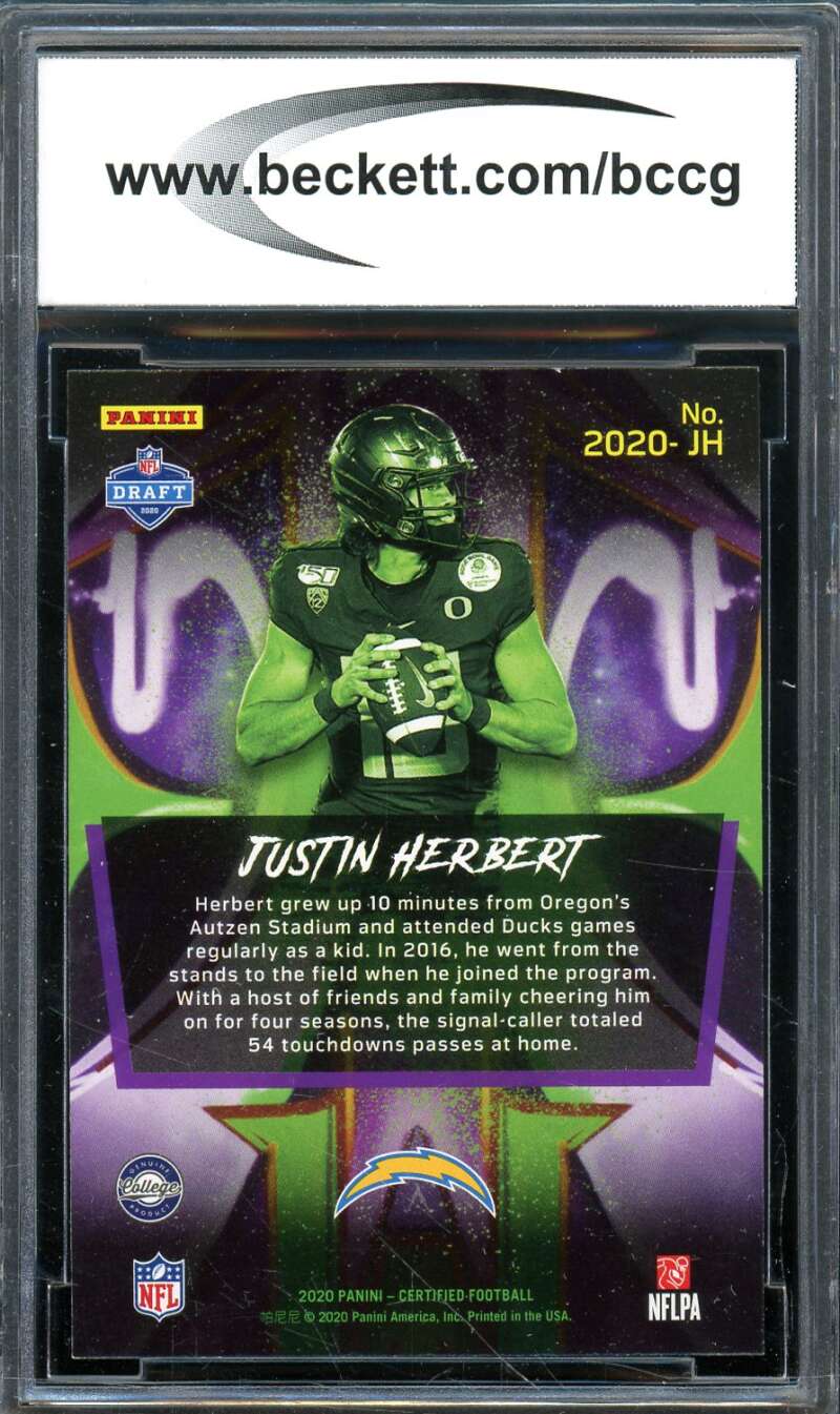 Justin Herbert Rookie Card 2020 Certified #3 BGS BCCG 9 Image 2