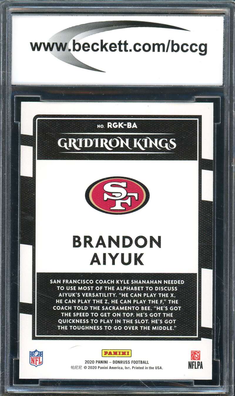 Brandon Aiyuk Rookie Card 2020 Donruss #19 BGS BCCG 10 Image 2