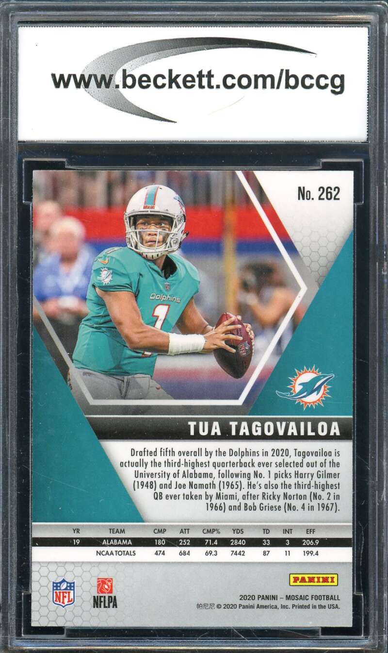 Tua Tagovailoa Rookie Card 2020 Panini Mosaic #262 BGS BCCG 10 Image 2