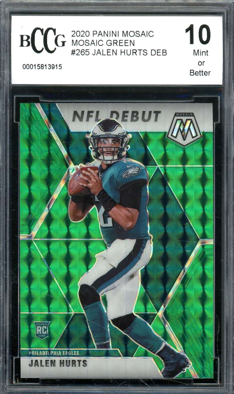 Jalen Hurts Rookie Card 2020 Panini Mosaic #265 BGS BCCG 10 Image 1