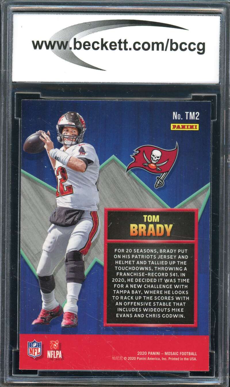 Tom Brady Card 2020 Panini Mosaic Green #TM2 BGS BCCG 10 Image 2