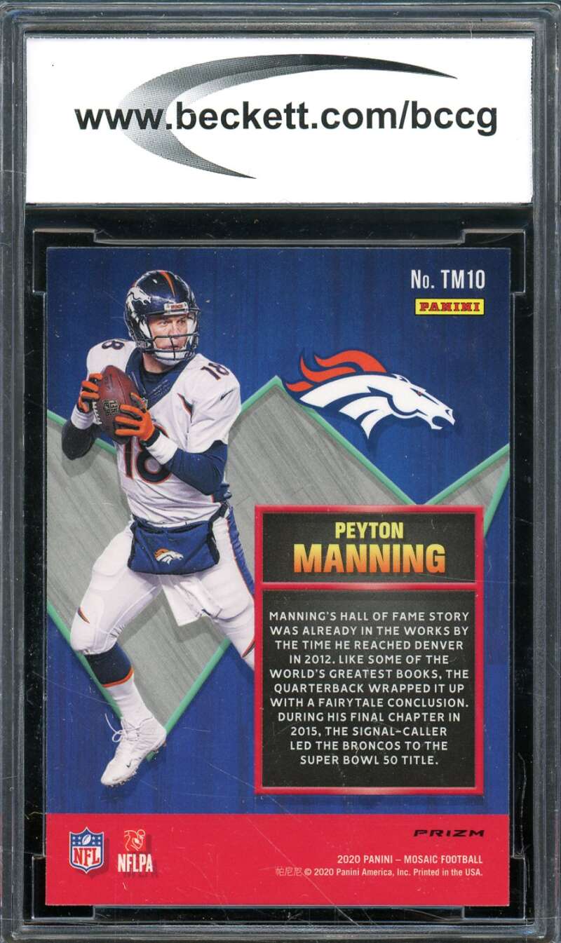 Peyton Manning Card 2020 Panini Mosaic TD Masters Mosaic #TM10 BGS BCCG 10 Image 2