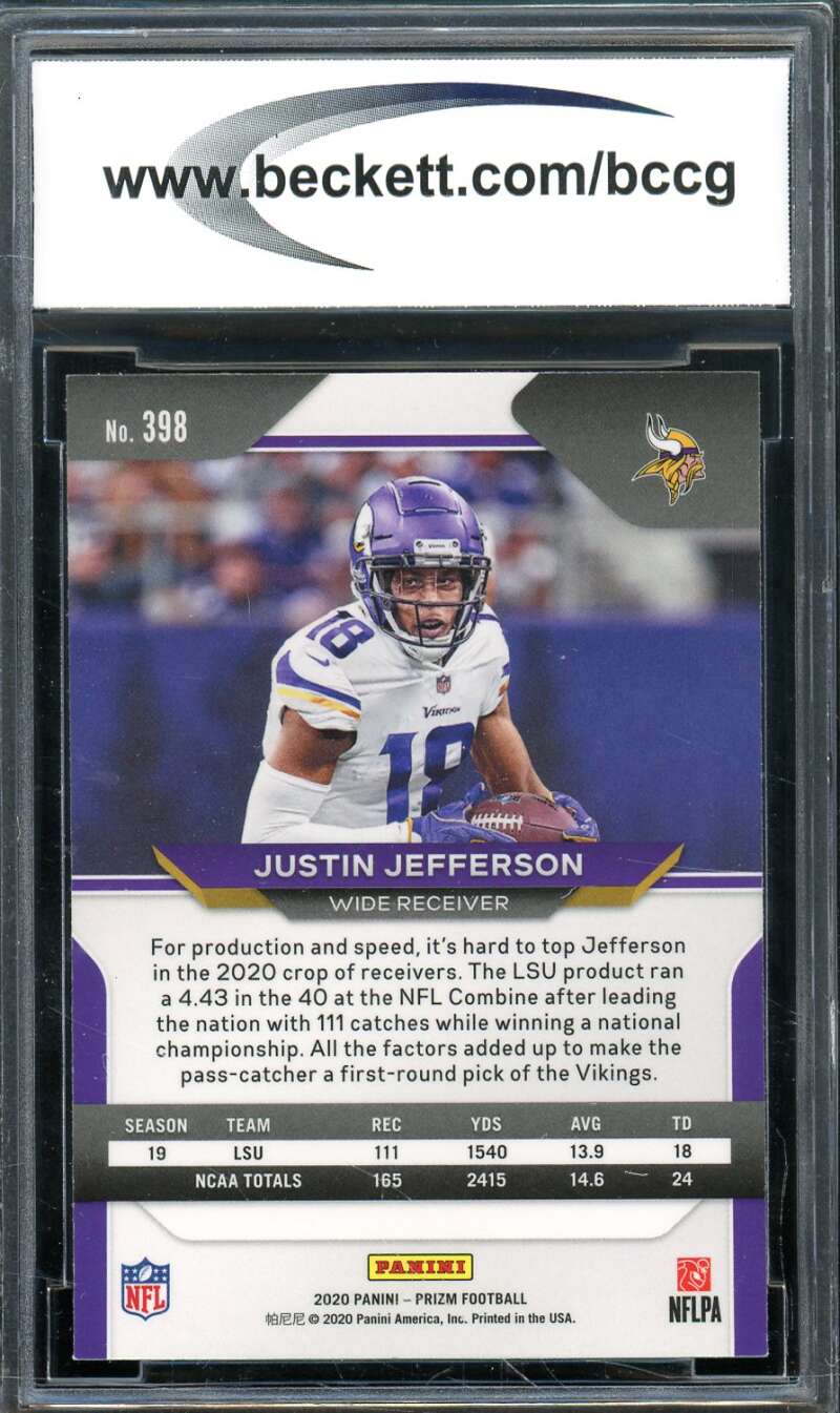 Justin Jefferson Rookie Card 2020 Panini Prizm #398A BGS BCCG 10 Image 2