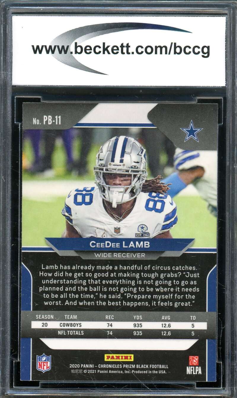 CeeDee Lamb Rookie Card 2020 Panini Prizm Black #11 BGS BCCG 9 Image 2