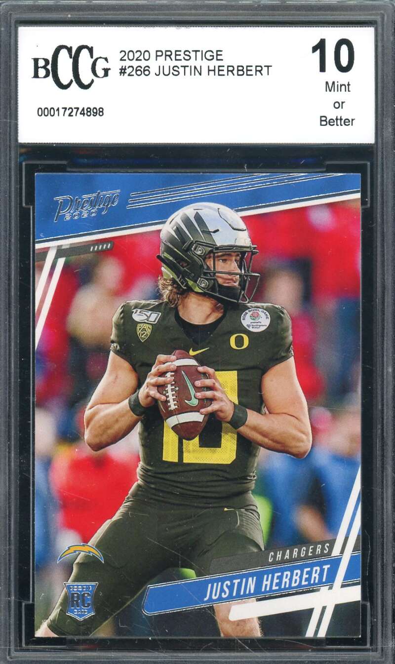 Justin Herbert Rookie Card 2020 Prestige #266 BGS BCCG 10 Image 1