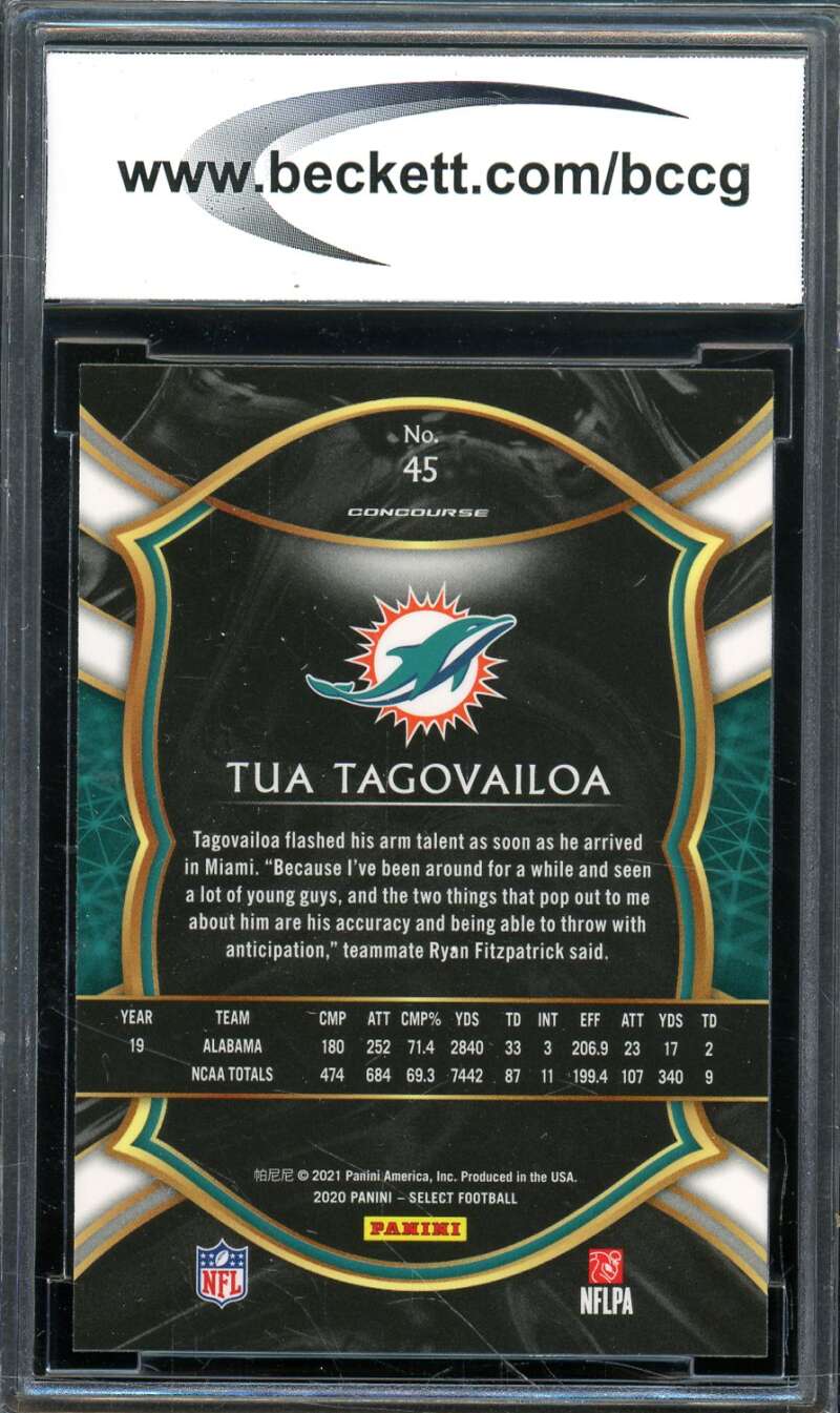 Tua Tagovailoa Rookie Card 2020 Panini Select #45 BGS BCCG 10 Image 2