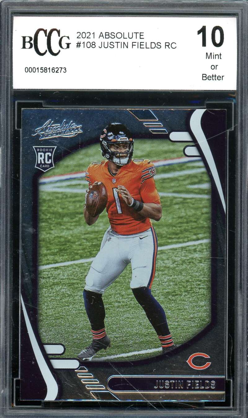 Justin Fields Rookie Card 2021 Absolute #108 bgs bccg 10 Image 1