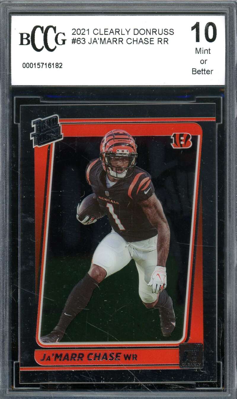 Ja'Marr Chase Rookie Card 2021 Donruss Clearly #63 BGS BCCG 10 Image 1