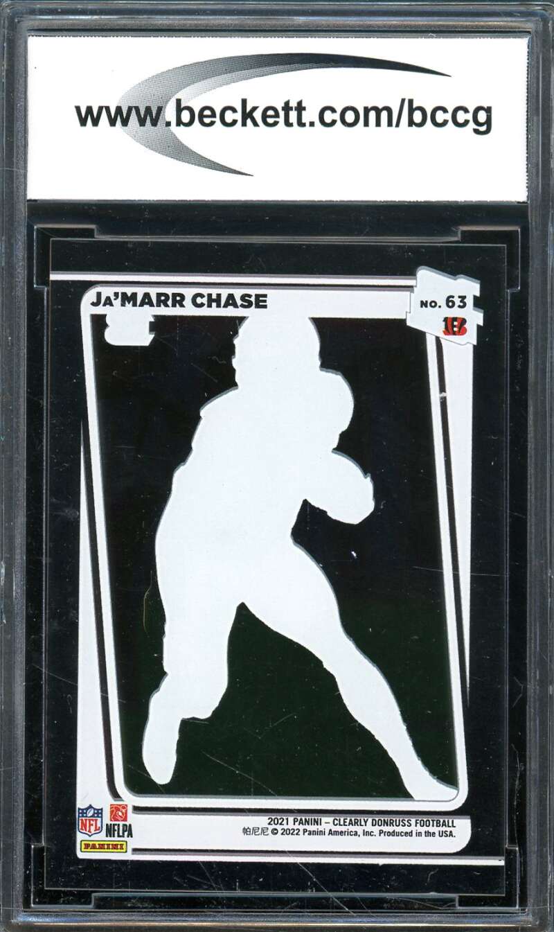 Ja'Marr Chase Rookie Card 2021 Donruss Clearly #63 BGS BCCG 10 Image 2