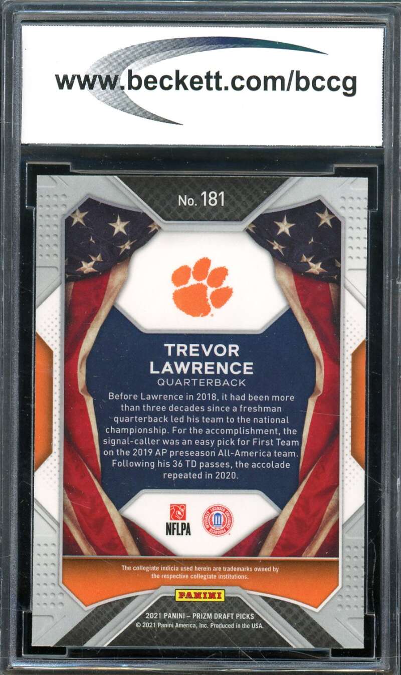 Trevor Lawrence Rookie Card 2021 Panini Prizm Draft Picks #181 BGS BCCG 10 Image 2