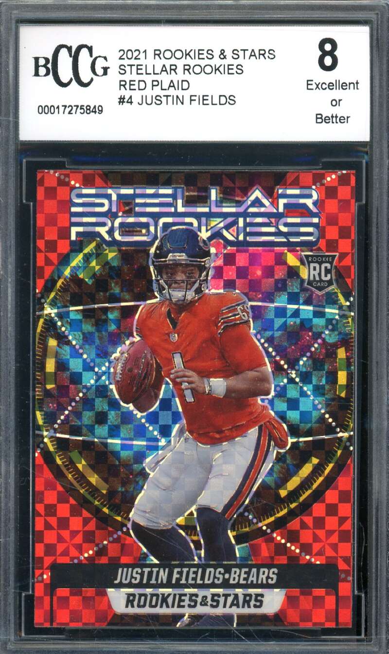 Justin Fields Rookie 2021 Rookies Stars Stellar Rookies Red Plaid #4 BGS BCCG 8 Image 1