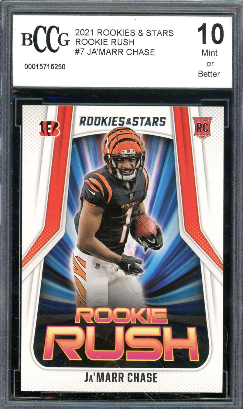 Ja'Marr Chase Rookie Card 2021 Rookies &amp; Stars #7 BGS BCCG 10 Image 1