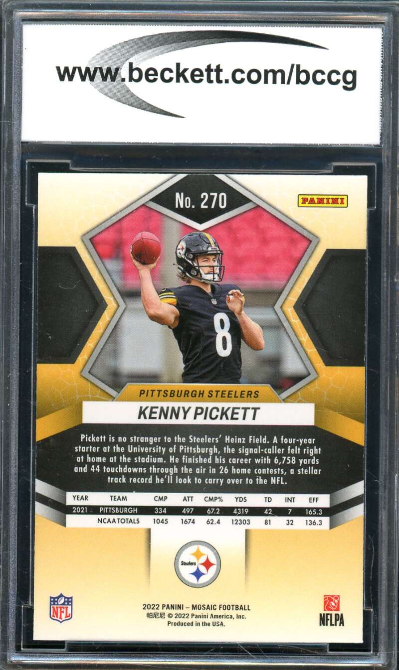 Kenny Pickett Rookie Card 2022 Panini Mosaic #270 BGS BCCG 10 Image 2