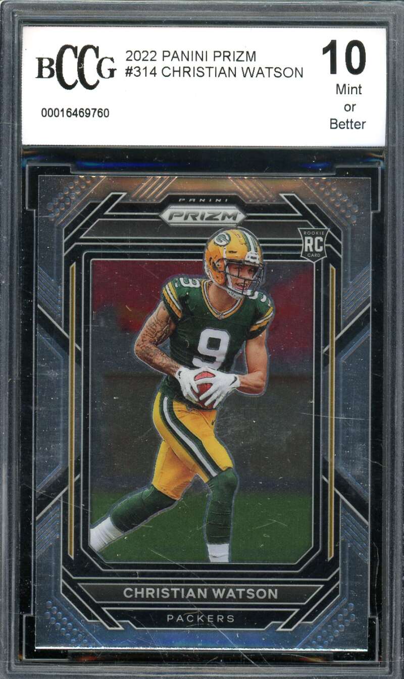 Christian Watson Rookie Card 2022 Panini Prizm #314 BGS BCCG 10 Image 1