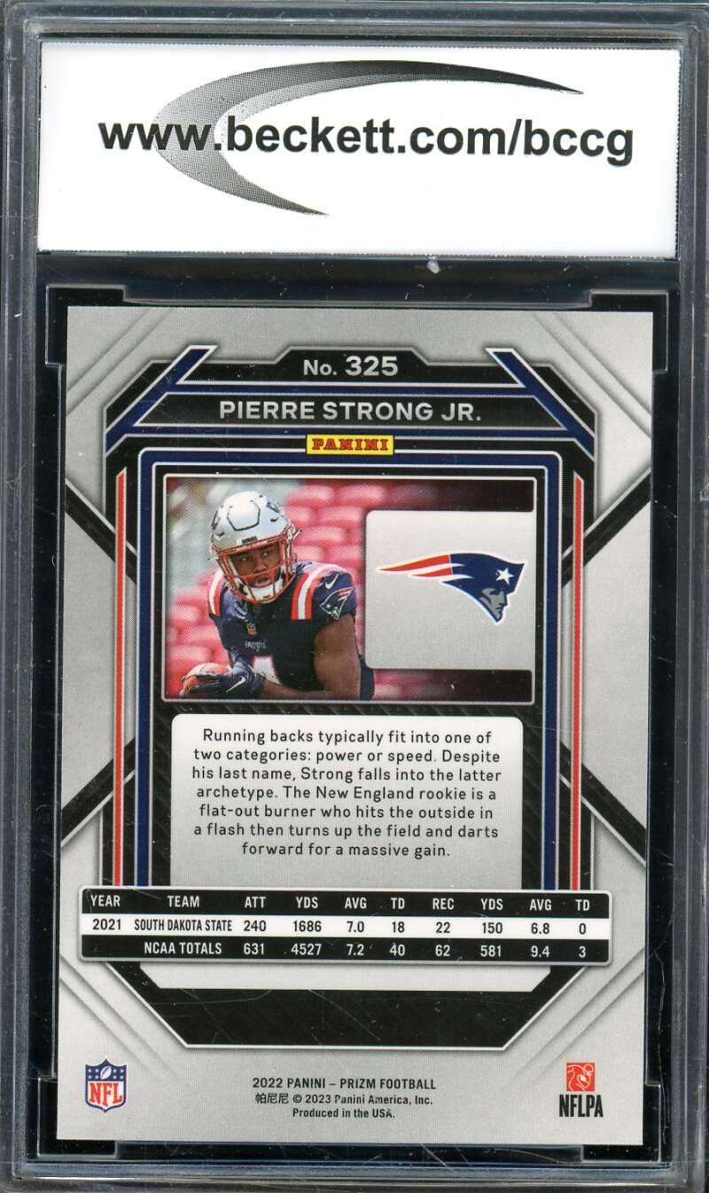 Pierre Strong Jr. Rookie Card 2022 Prizm #325 BGS BCCG 10 Image 2