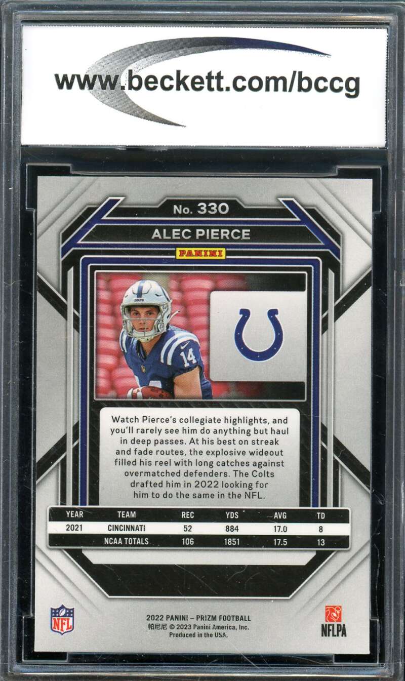 Alec Pierce Rookie Card 2022 Prizm #330 BGS BCCG 10 Image 2