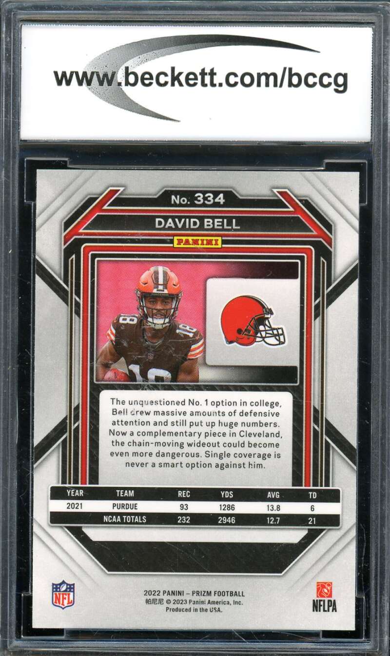 David Bell Card 2022 Panini Prizm #334 BGS BCCG 10 Image 2