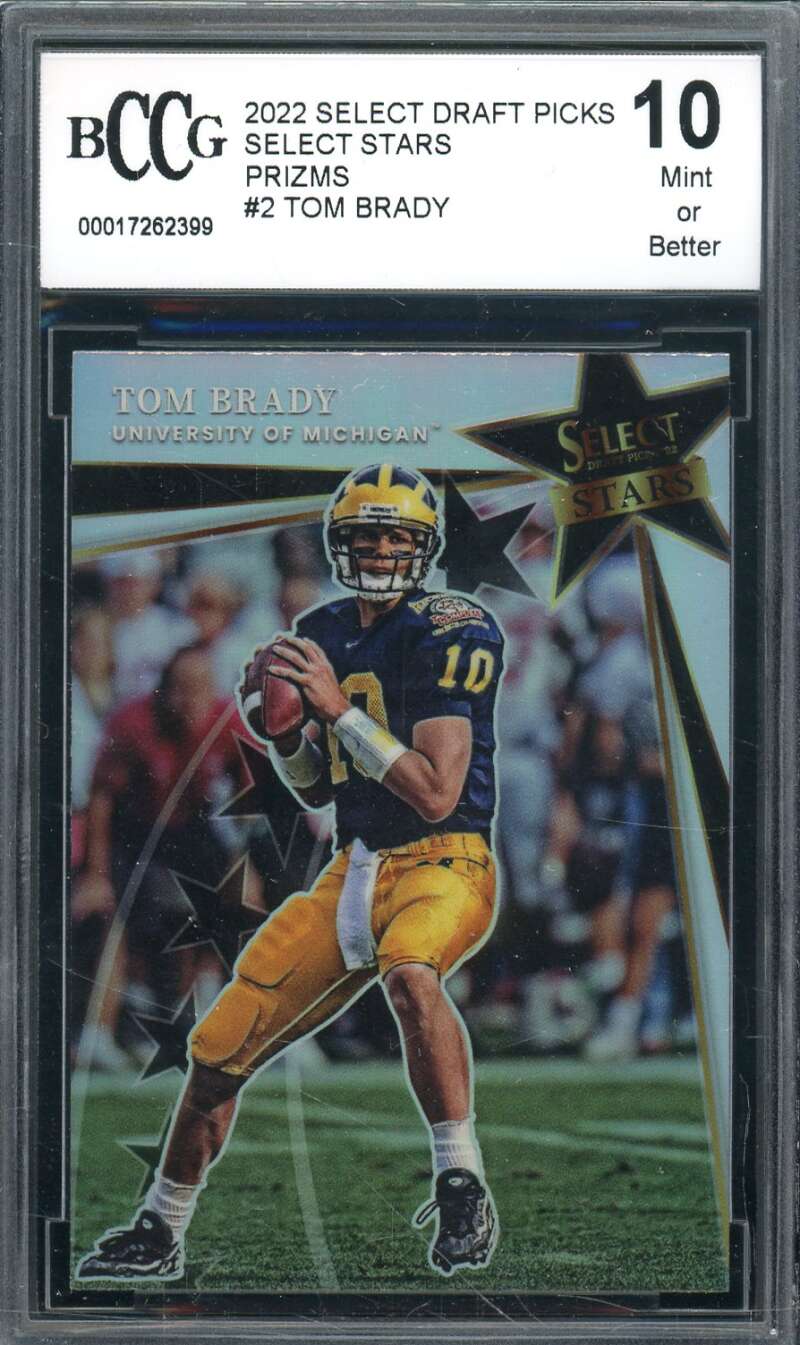 Tom Brady Card 2022 Select Draft Picks Select Stars Prizms #2 BGS BCCG 10 Image 1