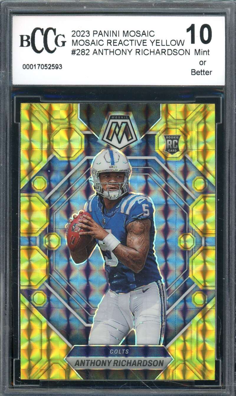 Anthony Richardson Rookie 2023 Panini Mosaic Reactive Yellow #282 BGS BCCG 10 Image 1