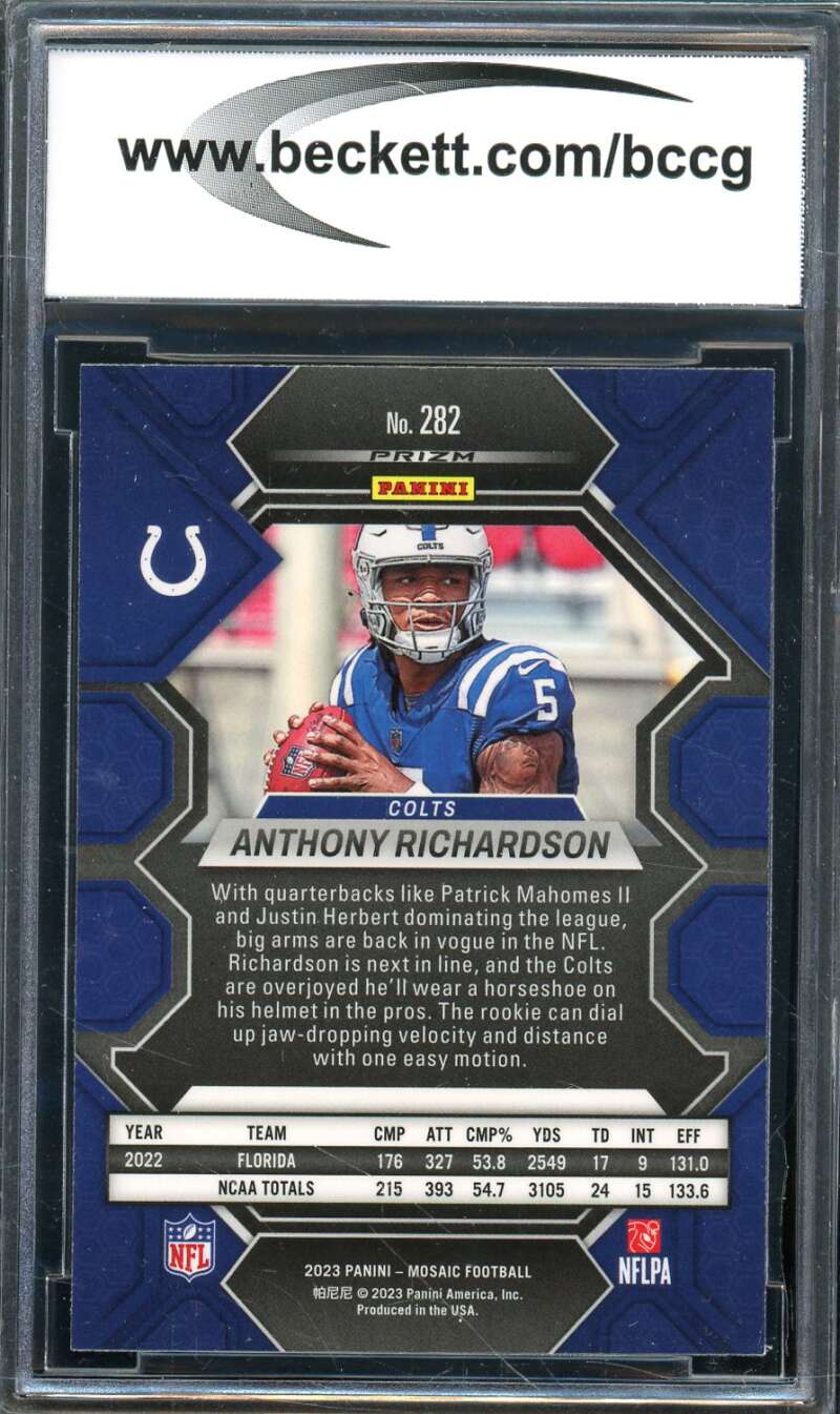 Anthony Richardson Rookie 2023 Panini Mosaic Reactive Yellow #282 BGS BCCG 10 Image 2