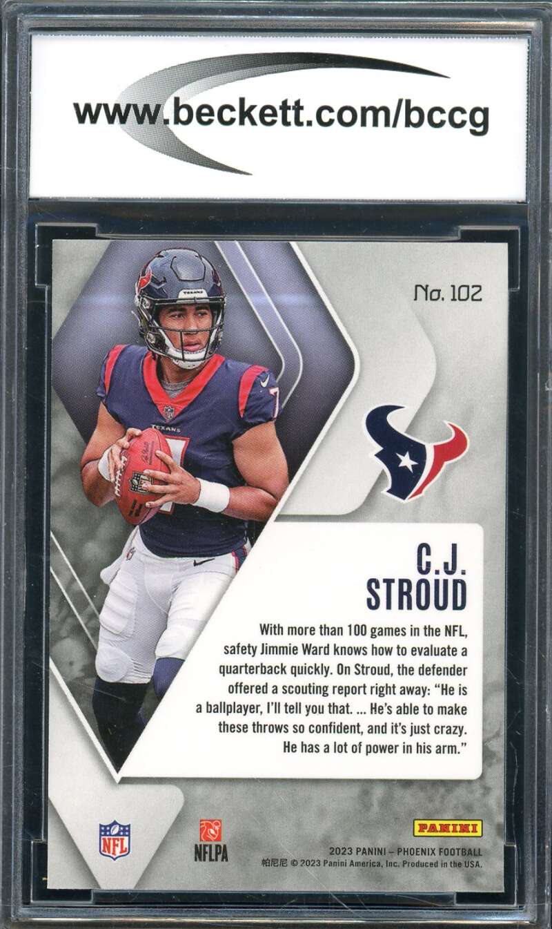 C.J. Stroud Rookie Card 2023 Panini Phoenix #102 BGS BCCG 9 Image 2