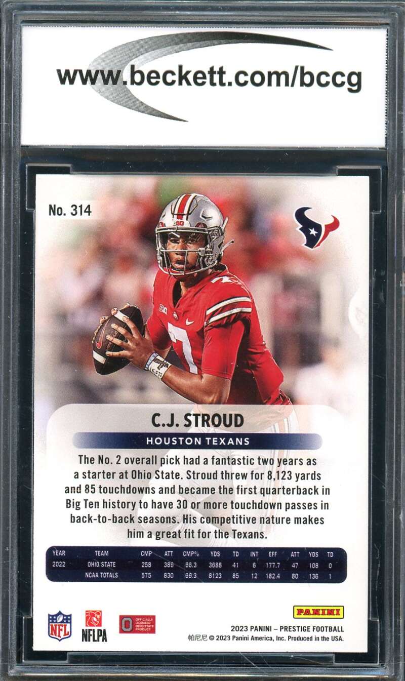 C.J. Stroud Rookie Card 2023 Prestige Xtra Points Sunburst #314 BGS BCCG 9 Image 2