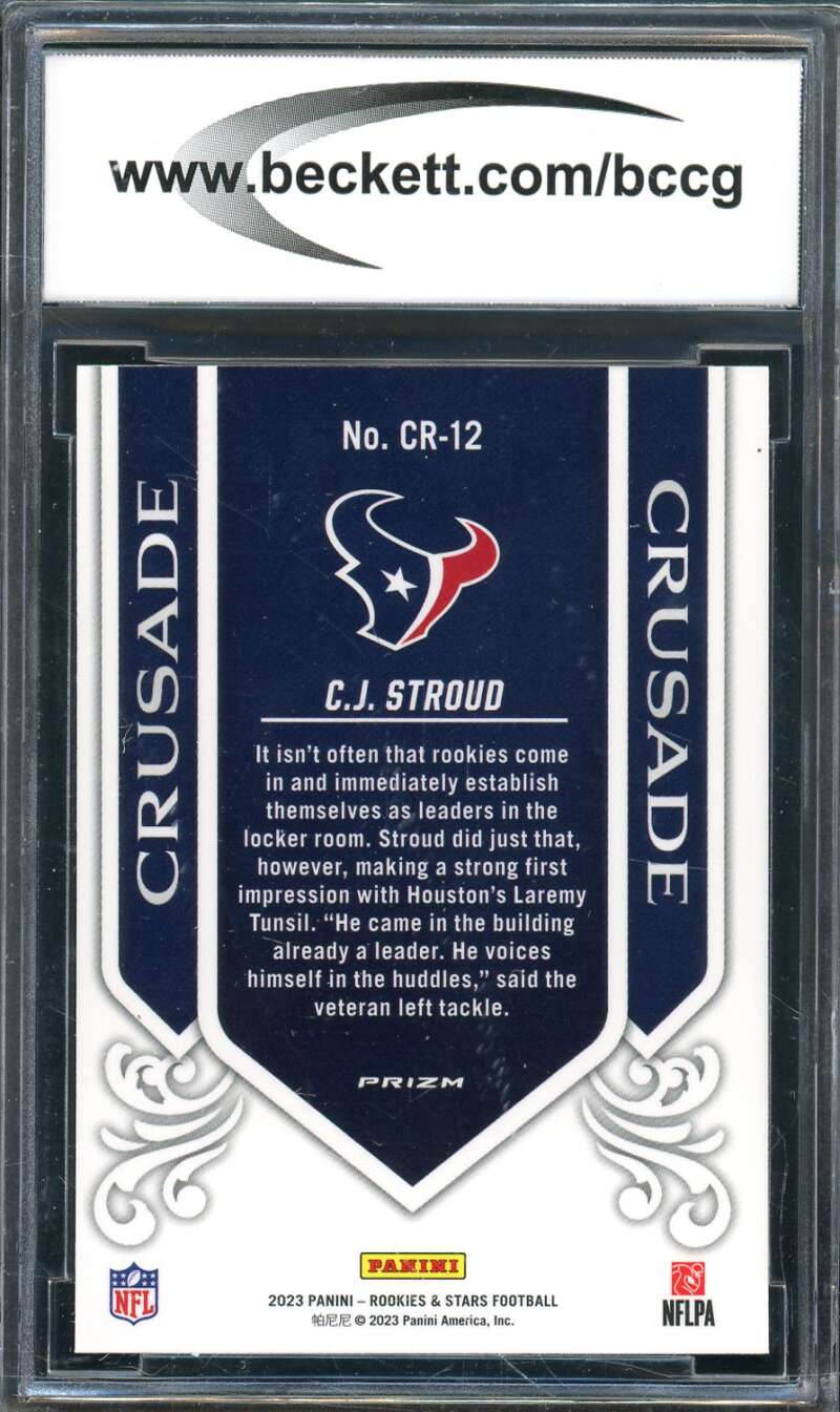 C.J. Stroud Rookie Card 2023 Rookies &amp; Stars Crusade Silver #12 BGS BCCG 9 Image 2