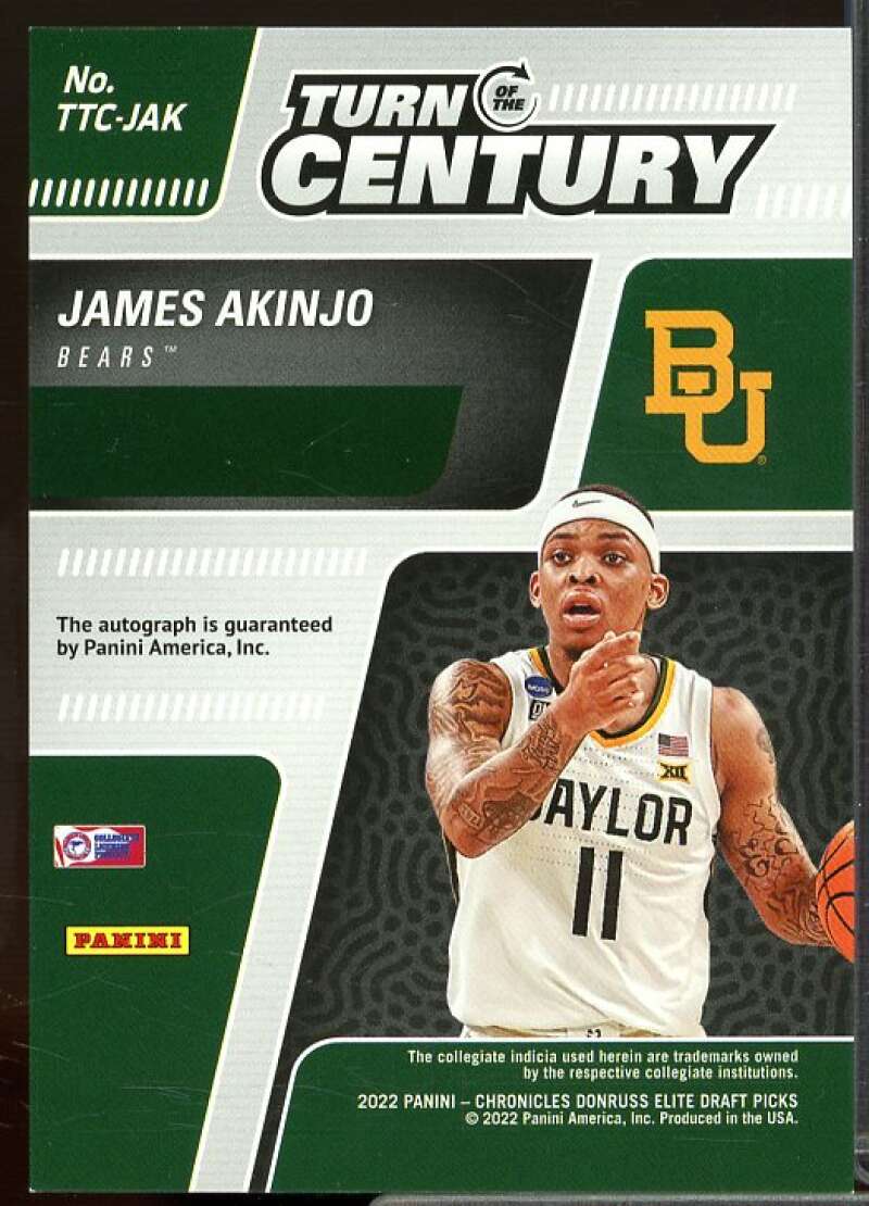James Akinjo 2022-23 Panini Chronicles Draft Turn of the Century Auto Pink #33  Image 2