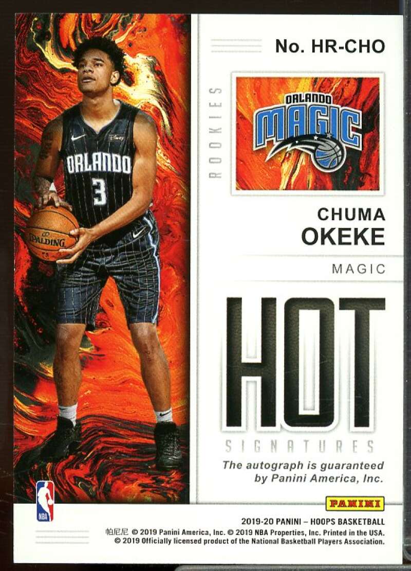 Chuma Okeke Rookie Card 2019-20 Hoops Hot Signatures Rookies #27  Image 2