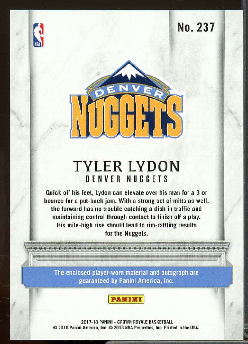 Tyler Lydon JSY AU Rookie Card 2017-18 Crown Royale #237  Image 2