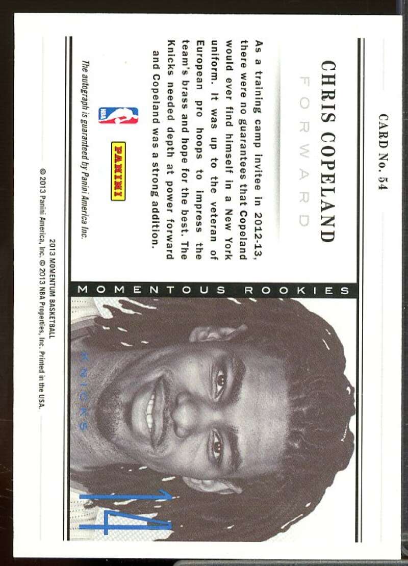 Chris Copeland Rookie Card 2012-13 Momentum Momentous Rookies Autographs #54  Image 2