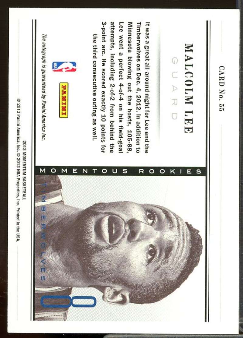 Malcolm Lee Rookie Card 2012-13 Momentum Momentous Rookies Autographs #55  Image 2