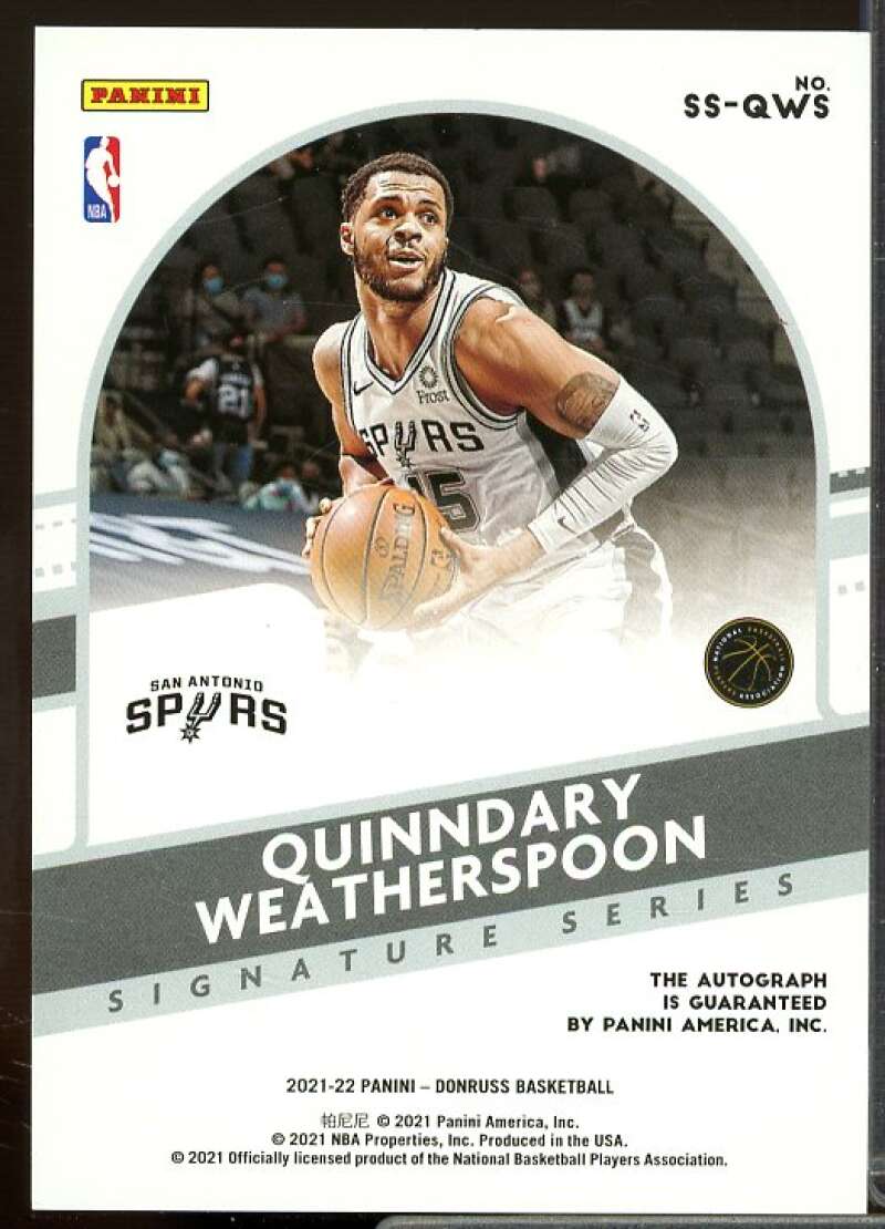 Quinndary Weatherspoon Card 2021-22 Donruss Signature Series #33  Image 2