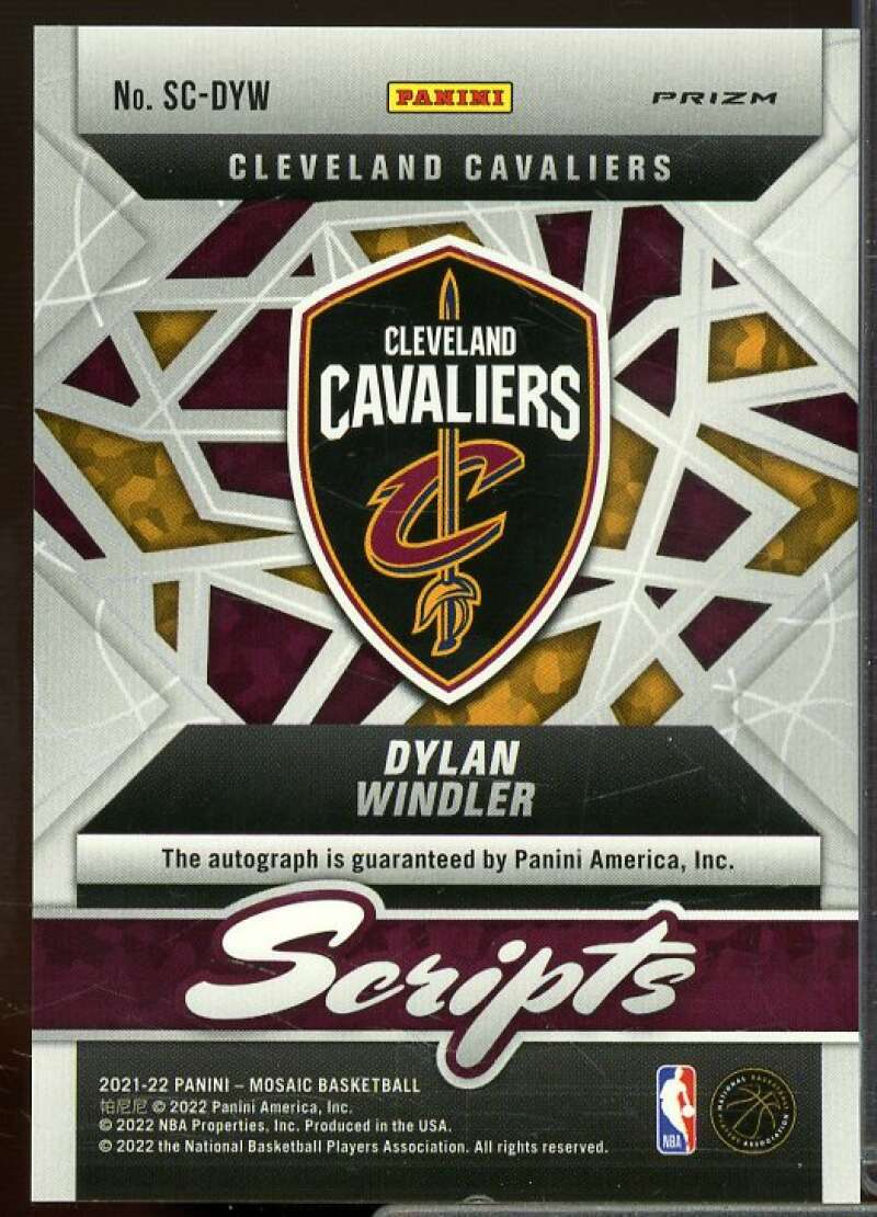 Dylan Windler Card 2021-22 Panini Mosaic Scripts #33  Image 2