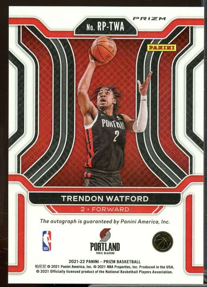 Trendon Watford Rookie 2021-22 Panini Prizm Rookie Penmanship Prizms Silver #50  Image 2