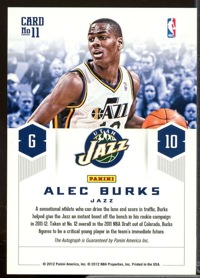 Alec Burks Card 2012-13 Prestige Prestigious Picks Signatures #11  Image 2