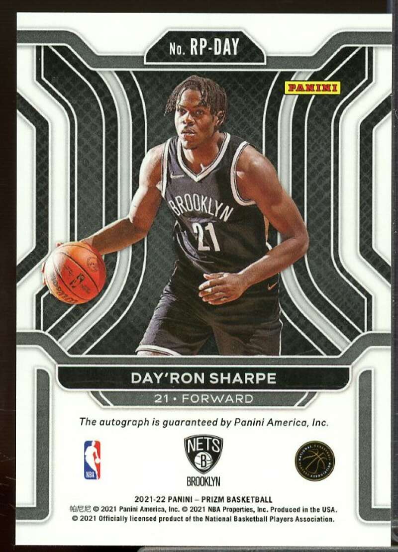 Day'Ron Sharpe Rookie Card 2021-22 Panini Prizm Rookie Penmanship #29  Image 2