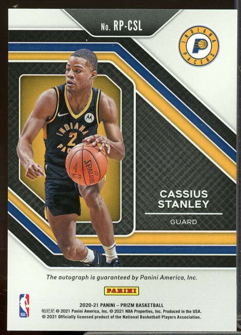 Cassius Stanley Rookie Card 2020-21 Panini Prizm Rookie Penmanship #28  Image 2